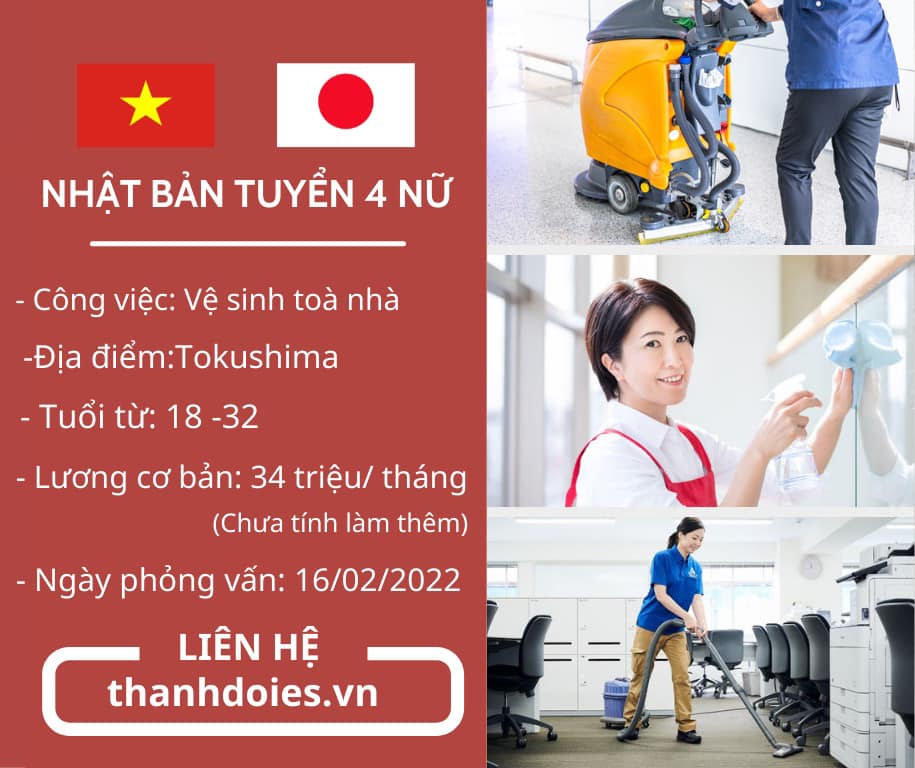 Tuyển 04 Nữ vệ sinh tòa nhà