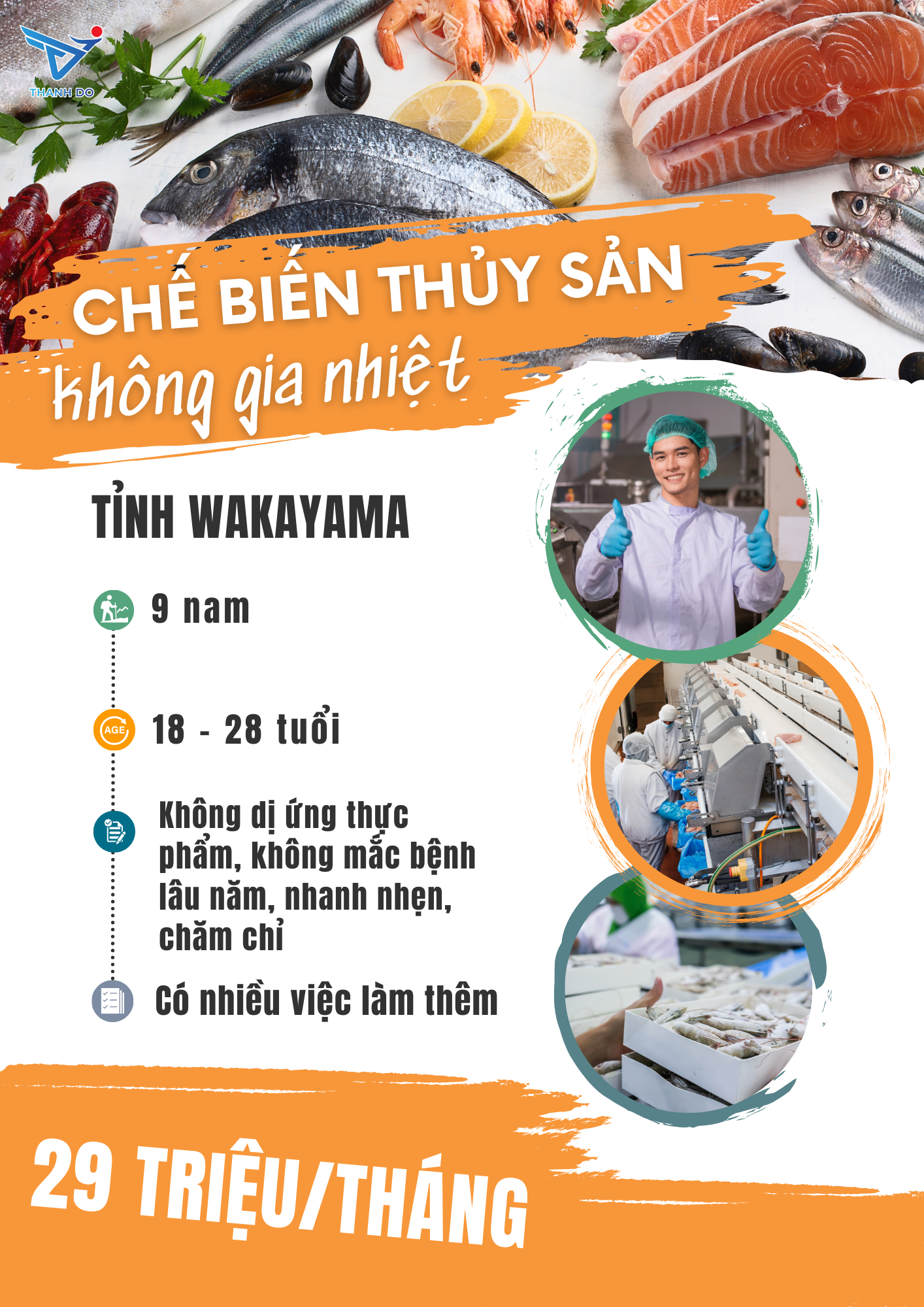 TUYÊN DỤNG 9F NAM ĐƠN HÀNG CHẾ BIẾN THỦY SẢN KHÔNG GIA NHIỆT