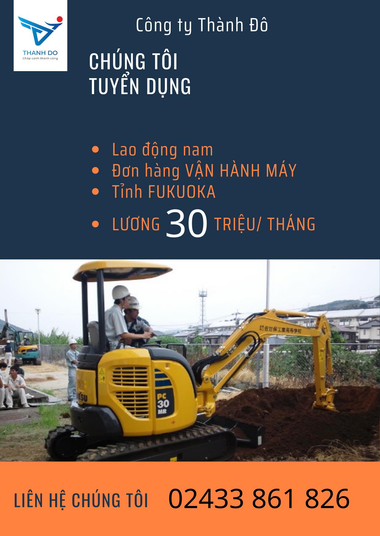 CÔNG TY XKLĐ THÀNH ĐÔ TUYỂN 05 NAM - ĐƠN HÀNG VẬN HÀNH MÁY XÂY