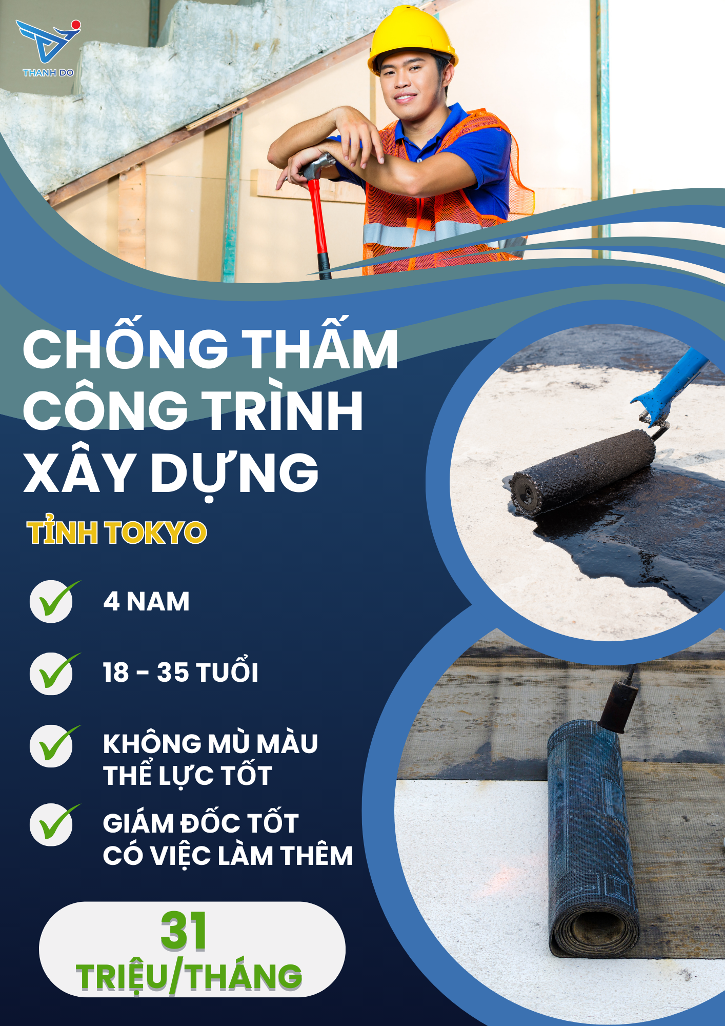 TUYÊN DỤNG 4F NAM ĐƠN HÀNG CHỐNG THẤM CÔNG TRÌNH XÂY DỰNG